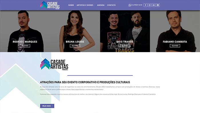 Site Casa de Artistas